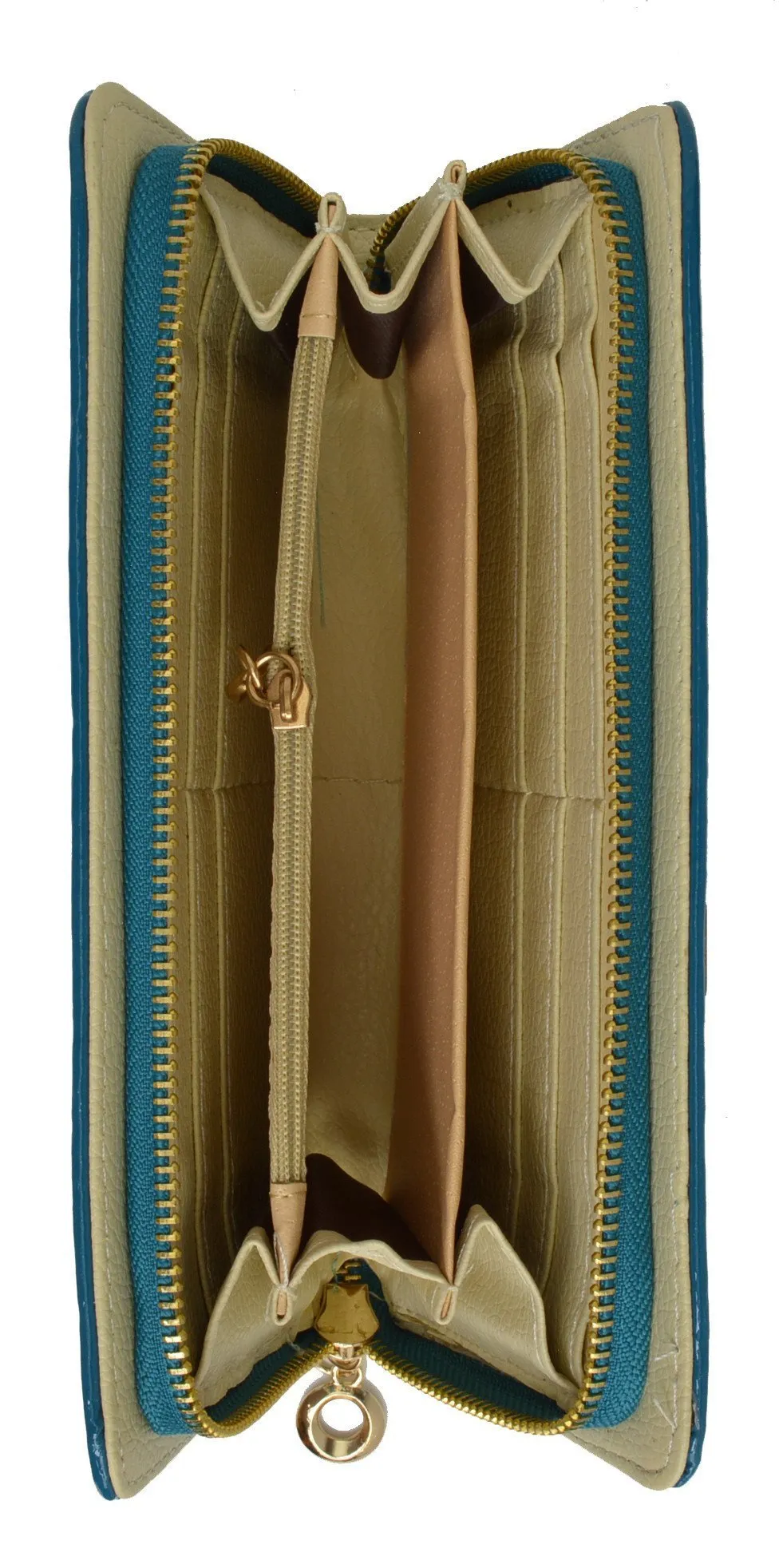 Womens Single Zip Around Croco Design Wristlet Clutch Organizer Shinny Wallet 117-921 (C)