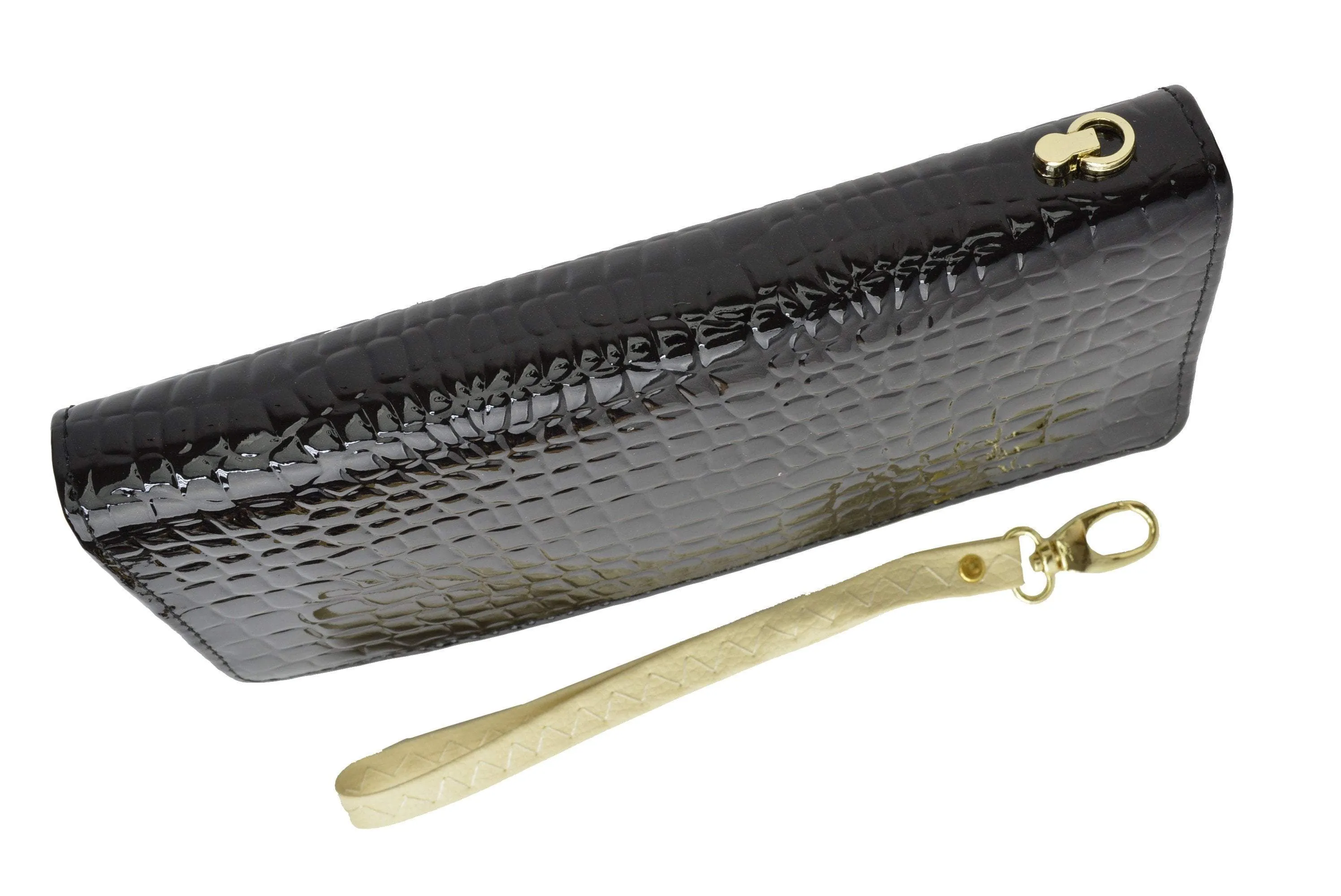 Womens Single Zip Around Croco Design Wristlet Clutch Organizer Shinny Wallet 117-921 (C)