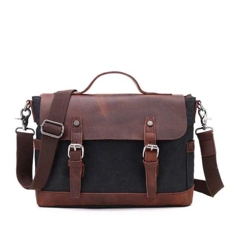Woosir Mens Canvas Satchel Bags Waterproof Briefcase 14"