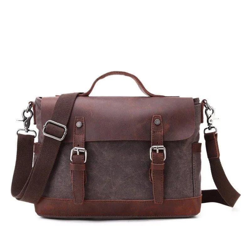 Woosir Mens Canvas Satchel Bags Waterproof Briefcase 14"