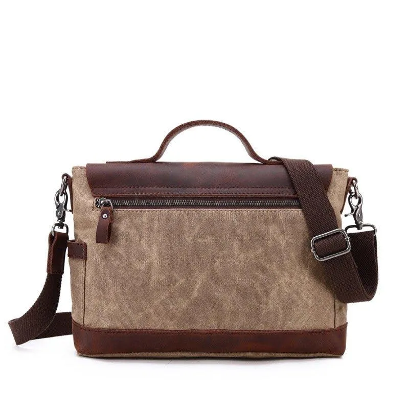 Woosir Mens Canvas Satchel Bags Waterproof Briefcase 14"