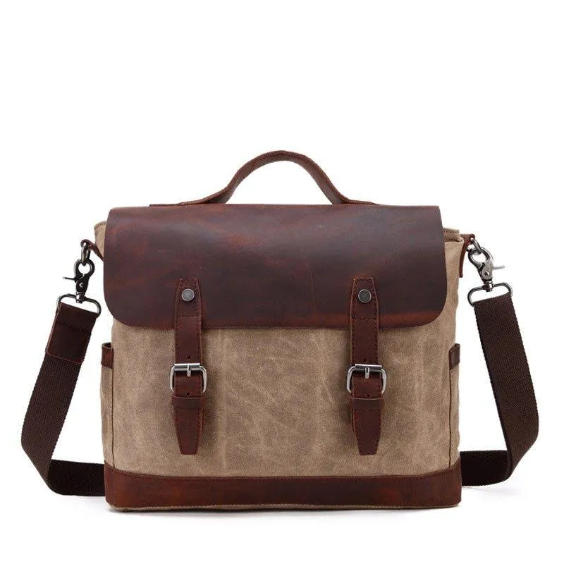 Woosir Mens Canvas Satchel Bags Waterproof Briefcase 14"