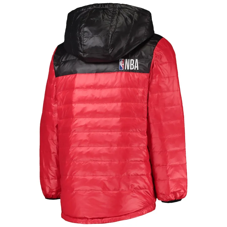 Youth Chicago Bulls Red Double Dribble Reversible Packable Full-Zip Puffer Jacket